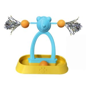 GBDSVD Scratch Resistant Cat Carousel Ball Toys Plastic Interactive Cat Interactive Ball Funny Bite Resistant Cat Stick Toys For Dogs Cats