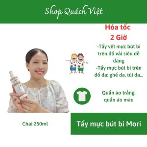tẩy quần áo mori tẩy mực bút bi trên quần áo chai 100ml