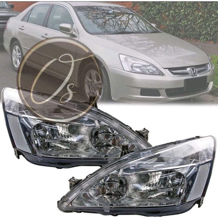 DNA Motoring Chrome Headlights W/ LED Kit For 2003-2007 Honda Accord 2DR/4DR (OE Style)