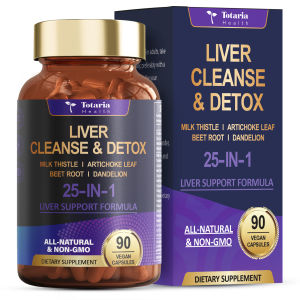Pembersih Hati Detoks & Perbaikan 25-in-1 dengan Milk Thistle Akar Dandelion Bit Ekstrak Artichoke untuk Kesehatan Hati Suplemen Pendukung Hati Herbal Vitamin Seng Kolin 90 Kapsul Vegan