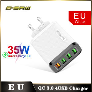 C-SAW 35W Quick Charge 3.0 QC 4.0 EU Charger 4 พอร์ตUSBสีชาร์จUSB Travel Chargerปลั๊กเสียบปลั๊กEUสำหรับIphone 11 Pro Max iPhone X XR Samsung Vivo Xiaomi Huawei OPPO Redmiหมายเหตุ 9S