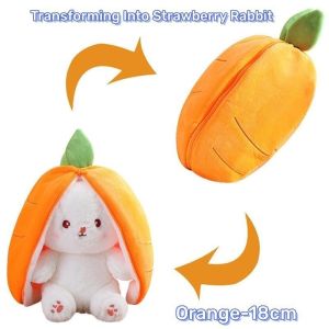 2 in1 Long Ear Strawberry Rabbit Plush toys Cute Carrot Rabbit New variants Doll Animal Stuffed Doll