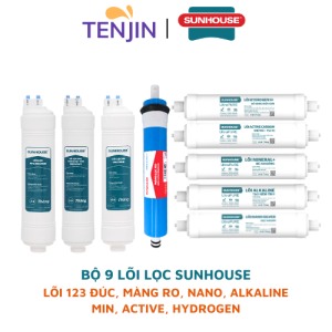 Bộ 9 lõi lọc nước Sunhouse gồm bộ lọc thô 123 Cắm nhanh+RO578910 cho máy lọc Sunhouse model SHA8827K SHA8849K SHA76214CK-S ... - Hàng chính hãng
