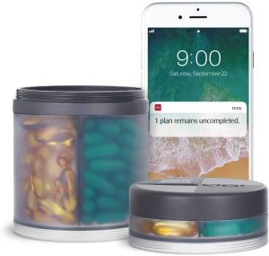 KIGI Large Pill Box Travel Organiser Medication Storage 1 Bottom Storage and a Top 4 Compartments Airtight Pill Box