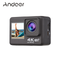 Andoer 4K60FPS ความละเอียดสูงพิเศษ WiFi กล้องแอคชั่นแคมเมราหน้าจอ Dual 170 ° มุมกว้าง30เมตรกันน้ำพร้อมรีโมทคอนโทรล1แบตเตอรี่ลิเธียมไอออนอุปกรณ์เสริมที่ติดตั้งชุดสีดำ. 
