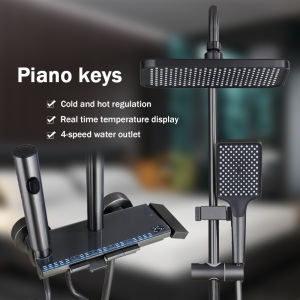 TISAS Energy-Saving LED Stainless Steel Shower Set for Bathroom with Faucet and Bidet-Real Temperature Display