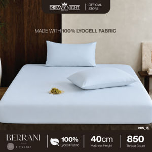 Dreamynight Home Berrani 100% Lyocell 850TC Cooling Fitted Bedsheet Set 40cm High Mattress Super Single Queen King