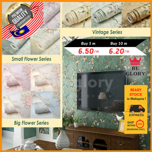 3D Wallpaper 53cm x 1m Wallpaper Dinding Rumah 3D Floral Wall Sticker Living Room Bedroom Wallpaper Dinding Kertas Dinding