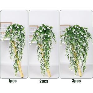 Artificial Tea Flower Vine with Leaves Wall Hanging Fake Plant Garland for Wedding & Gardening Decor