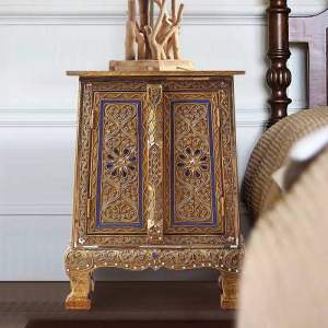 Bedside table Gold-plated lens cabinet Filigree cabinet Antique cabinet Storage cabinet Bedside table Home furnishings Bedroom decoration