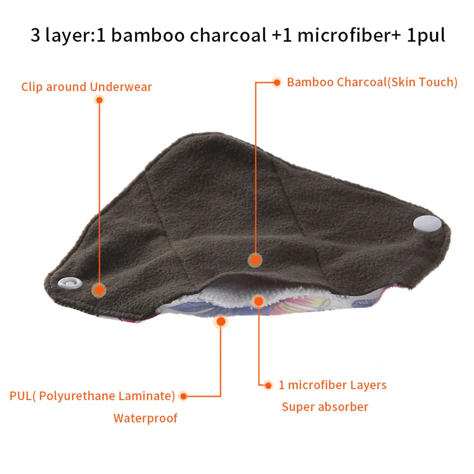 simfamily] 10Pcs Reusable Pads Bamboo Charcoal Pads Sanitary Pads Washable  Panty Liner Mama Maternity Menstrual Cotton Pads