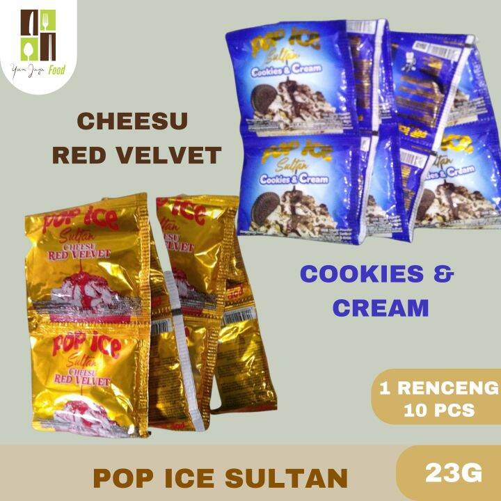 Pop Ice Sultan Minuman Serbuk Rasa Cookies And Cream Cheese Red