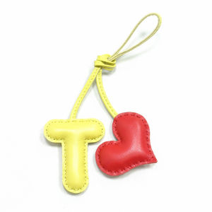 SUITABLE Customizable Letter R S T W Leather Keychain with Love Heart - Handmade Ladies Bag Pendant for Purse Backpack & Tote Accessories