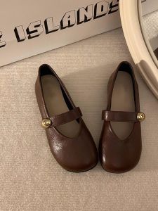 Free Shipping WomenS Soft-Soled Leather Shoes 2026 New Spring Collection Retro Style Versatile Flat Shoes Shallow-Toe Loafers