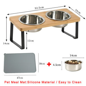 Stainless Steel Pet Bowl for Cat/Dog Food and Water Bowl Elevated Non-slip Sloping Bowl Protecting Cervical Spine