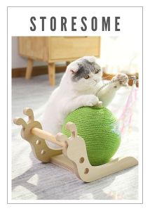 Miao Fairy Series Snail Shaped Design Cat Scratcher With Premium Sisal Ball Attached Pretty Rainbow Ribbon