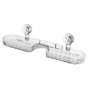 Rustproof Shower Storage Solution for Toiletries Wall Mounted Suction Cup Rack Space Saving Waterproof Bathroom Shelf
