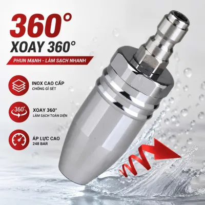 Béc Phun 360 Độ Turbo Cho Máy Rửa Xe Cao Áp 3600 PSI 1.1 Ly