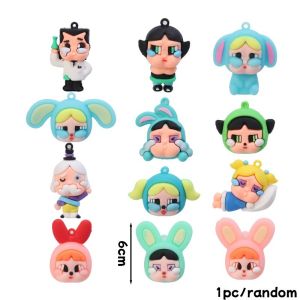 X.Z.MOONLIGH Cartoon Powerpuff Girls Crying Baby Soft Rubber Keychain DIY Keychain 12 Random Blind Box Bag Pendants