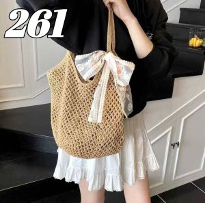New Crochet Knitted Beach Bag Handbag Tote bag Style Retro Ins Woven Shoulder Bag