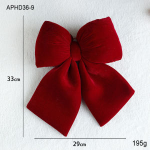 Red Velvet Bow Ornament 3D Puffy Hanging Bowknot Christmas Tree Wreath Stair Door Decor