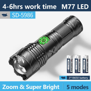 SmilingShark SD5987 Powerful Flashlight Super Bright 10000lm led Torch light 5modes Zoomable Type-C Rechargeable Waterproof for Outdoor Camping Hiking Work
