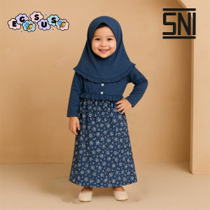 (EGSUS) Gamis Hijab Bayi Az-Zahra Spandek Kancing Motif Bunga Ruffle New Born Baru Lahir 0-18 Bulan Maroon