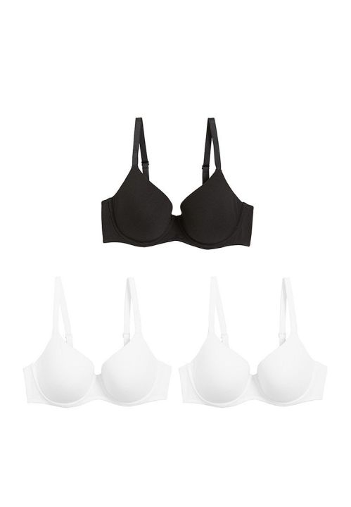3pk Wired Plunge T-Shirt Bras A-E, M&S Collection, M&S