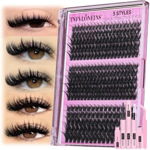 Brown Lash Clusters Wispy Cluster Eyelash Extensions D-curly Eyelash Clusters with Spikes Dark Brown Individual Lashes Manga Fairy Lash Extension by TNFVLONEINS (Brown10-18MM3 Styles)