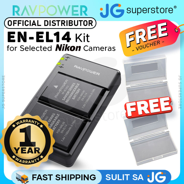 RAVPower EN-EL14 Battery Charger and 2-Pack Rechargeable Li-ion Batteries  for Nikon D5600 D3300 D3500 D5100 D5500 D3100 D3200 D5200 D5300 Coolpix