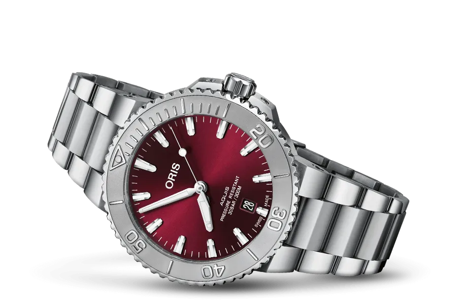 Oris Aquis Date Relief Red Dial 41.50mm Stainless Steel Automatic