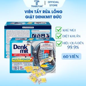 Viên tẩy rửa lồng máy giặt Denkmit Đức hộp 60v tẩy sạch các vết ố đen vết bẩn trong lồng giặt chống bám cặn trong lồng giặt điệt khuẩn tẩy trắng khử mùi hiệu quả giúp quần áo không bám bẩn và bị nấm mốc - mẹ bean bon