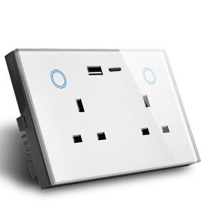 Smart WiFi Wall Socket with USB Charging Port UK Plug Touch Control Timer Function for Home Appliance Remote Control