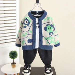 6325 คาร์ดิแกนเด็ก เสื้อกันหนาวสำหรับฤดูใบไม้ร่วง 2025 แจ็คเก็ตเสื้อกันหนาวถักสำหรับเด็กผู้ชายสไตล์เกาหลีฤดูใบไม้ร่วง