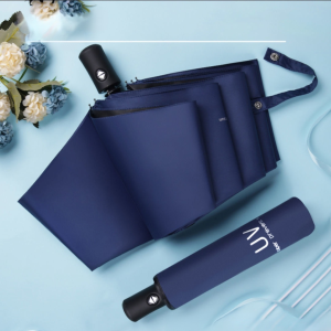 Fully Automatic Black Vinyl Umbrella Strong And Wind Resistant Black Vinyl Sun Protection One Button Opening And Closing