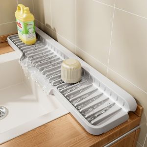 ALLLUCK Độ dốc Tấm lót thoát nước bồn rửa Cạnh hẹp Silicon Tấm lót thoát nước cho  bàn Chất lượng cao Chống nước Khay thấm nước bồn rửa Bếp