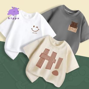 เสื้อผ้าเด็ก 2025 แบบใหม่ เสื้อยืดคอกลมแขนสั้นเด็กฤดูร้อน ผ้าฝ้ายแท้ นุ่ม สบาย ระบายอากาศได้ดี