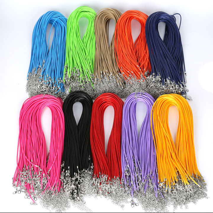 10Pcs 2mm Cotton Waxed Cord Braided Rope Korean Waxed Thread String  Adjustable Necklace Chain with Lobster Clasp DIY Jewelry Making Findings