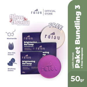 Raisu Brightening Bar Soap - 3pcs Sabun Pencerah Kulit