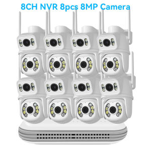 Hamrol 8CH 4K 8MP H.265 Dual Lens PTZ WIFI IP Security Camera WIFI NVR System Color Night Vision Two Way Audio Waterproof CCTV ICsee