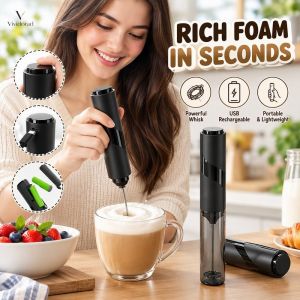 Milk Frother Electric Hand Mixer Mini Whisk Cordless Rechargeable Coffee Latte Matcha Egg