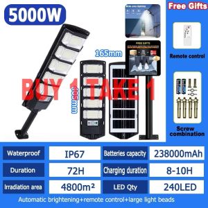 MEIANVU 5000W Solar Lights Outdoor Original 4000W Solar Light Buy 1 Take 1 3000W Outdoor Solar Lamp IP67 Waterproof Light with Anti Broken Remote Control Mounting Bracket Dusk to Dawn Security Led Flood Light for Yard Garden etc. Christmas Lights