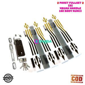 paket fullset lock body kunci dan 4buah gagang tarikan pintu rumah model kupu tarung daun pintu 2 pilihan panjang 33cm 45cm dan 60cm bahan stainless
