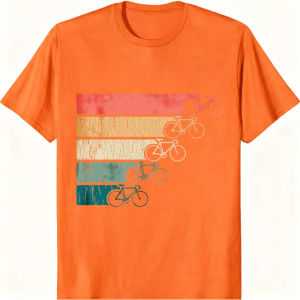 [Local Stock] VCC Vintage Horizontal Striped Bicycle Enthusiast T-Shirt Crew Neck Short Sleeve Funny Biking Cycling Retro Tee