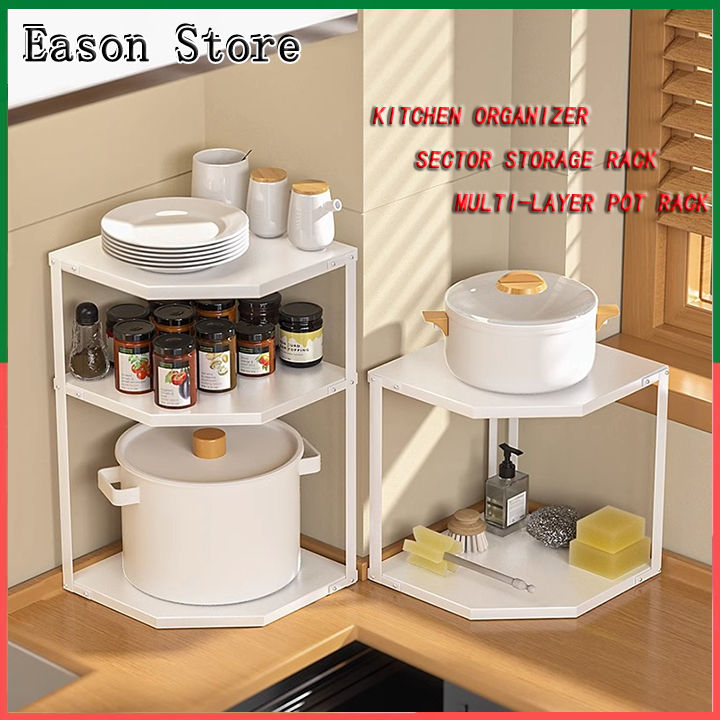 Corner kitchen wall corner Triangle shelf Pot Rack for