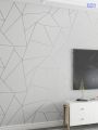 Supermax Wallpaper  grey Checkered 5D Triangle Design Quality Self Adhesive Waterproof PVC Wall Sticker Decor Decoration Paper Design For Closet Cabinet Door Table Furniture Home Office Living Room Bedroom Toilet Bathroom Restaurant Background. 