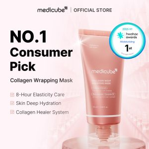 [medicube official] Collagen Night Wrapping Mask (+gift) | Tanggal | Keanjalan & Sinaran | Kulit Berseri