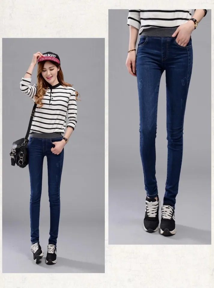 elastic waist jeans: Women's Pants