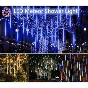 Solar Powered LED Meteor Shower Light Xmas Christmas Falling String Lights outdoor waterproof