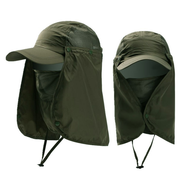 Men Fishing Visor Hat UV Protection Face Neck Outdoor Hiking Cover  Sunscreen Cap